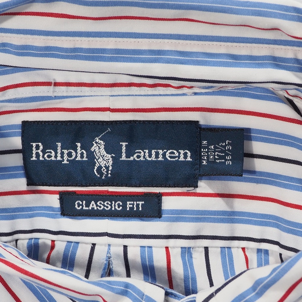 Ralph Lauren Shirt Mens 17 1/2 Blue Striped Long Sleeve Classic Fit Button Down - Picture 3 of 10